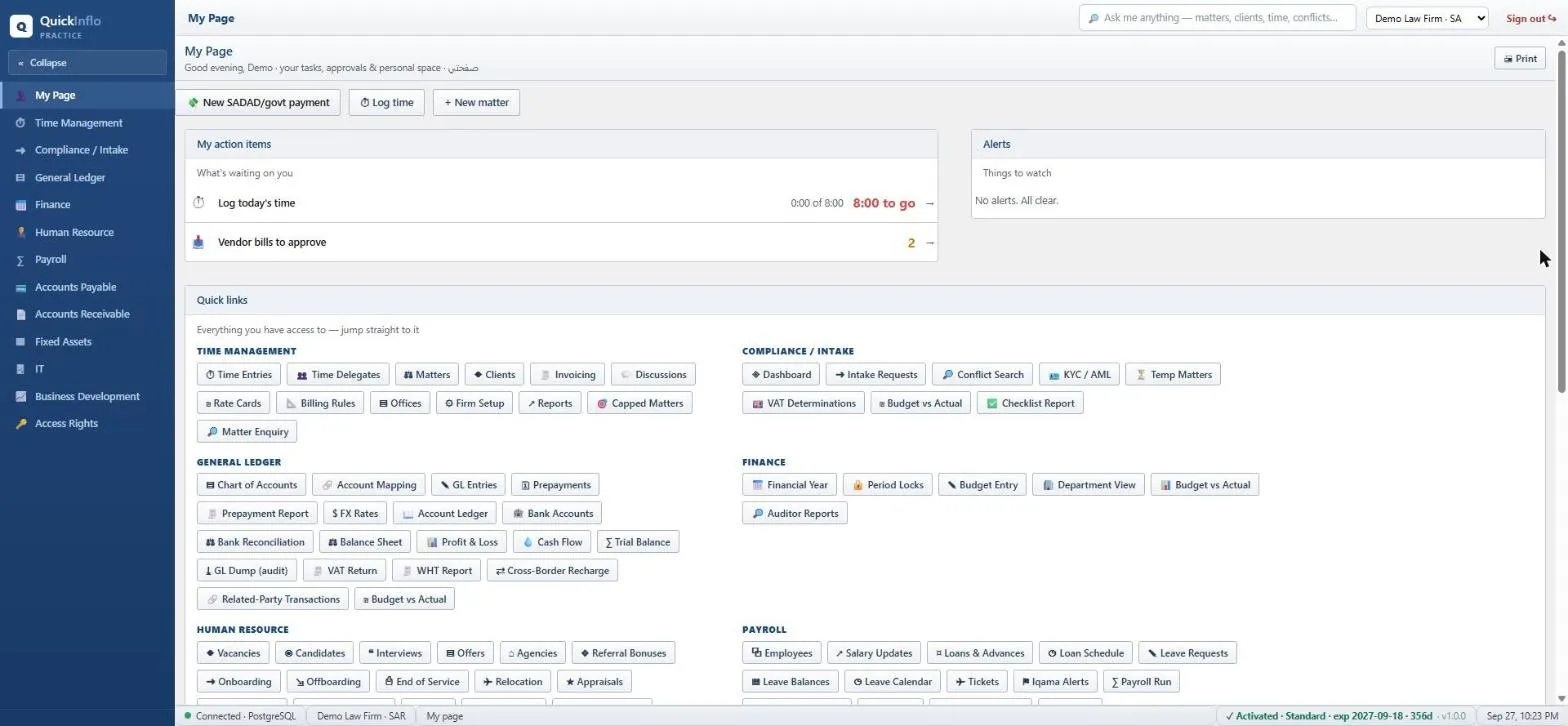 QuickPMS My Page — tasks, payment approvals and alerts in one place