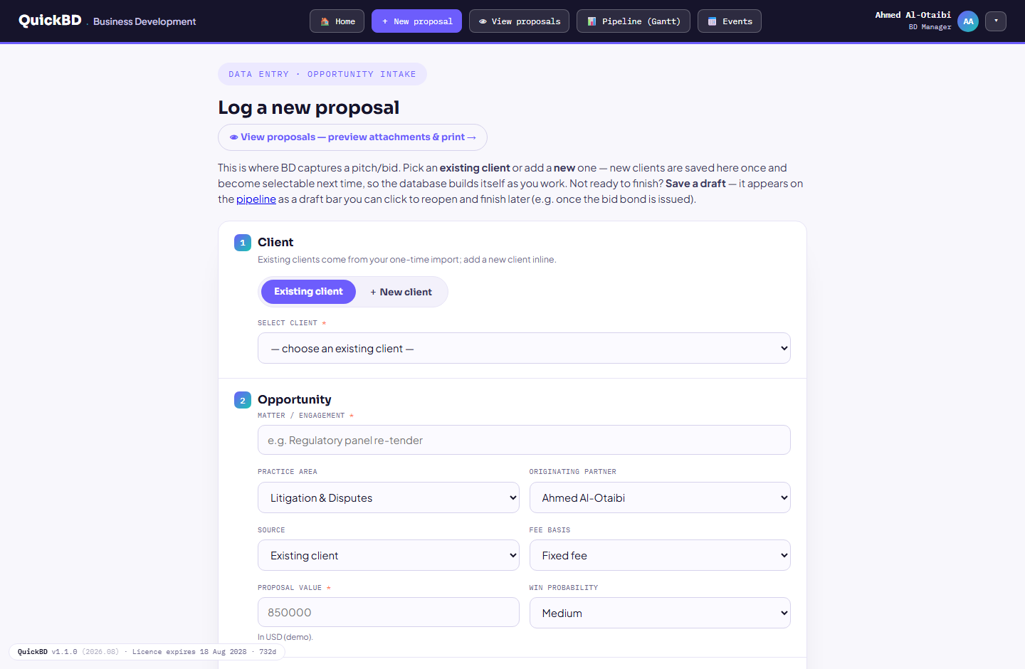 New-proposal intake form