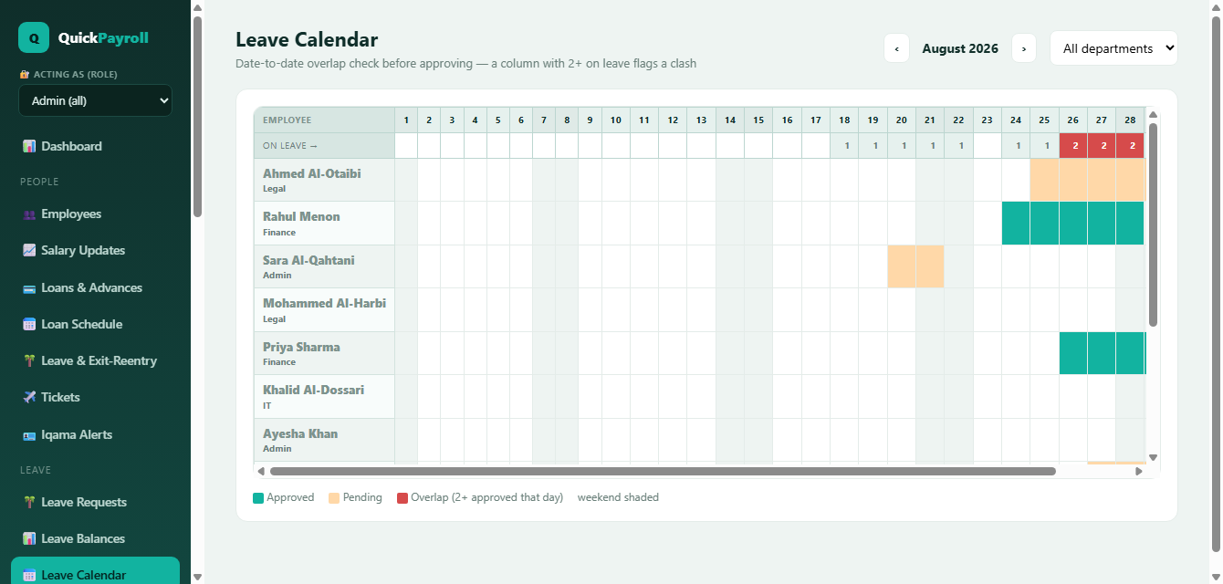 Leave calendar