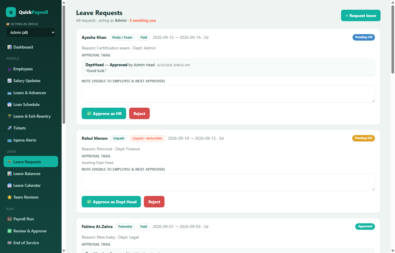 Leave requests